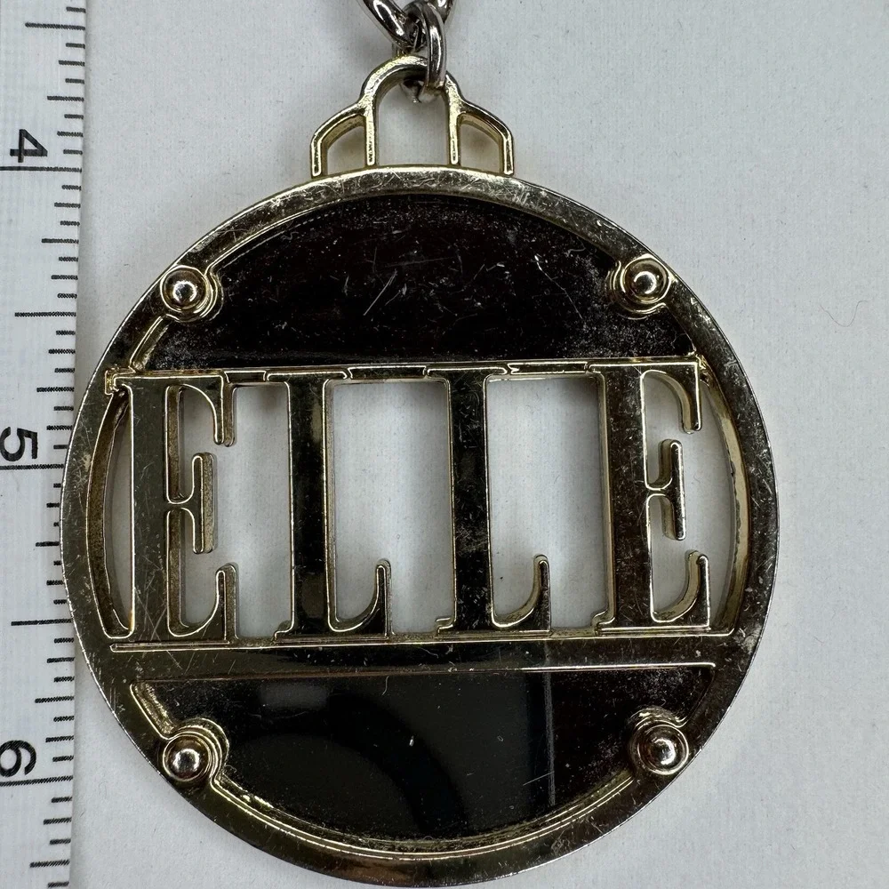 Elle Logo‎ KEY FOB Purse CHARM Gold-tone Circle 2.25